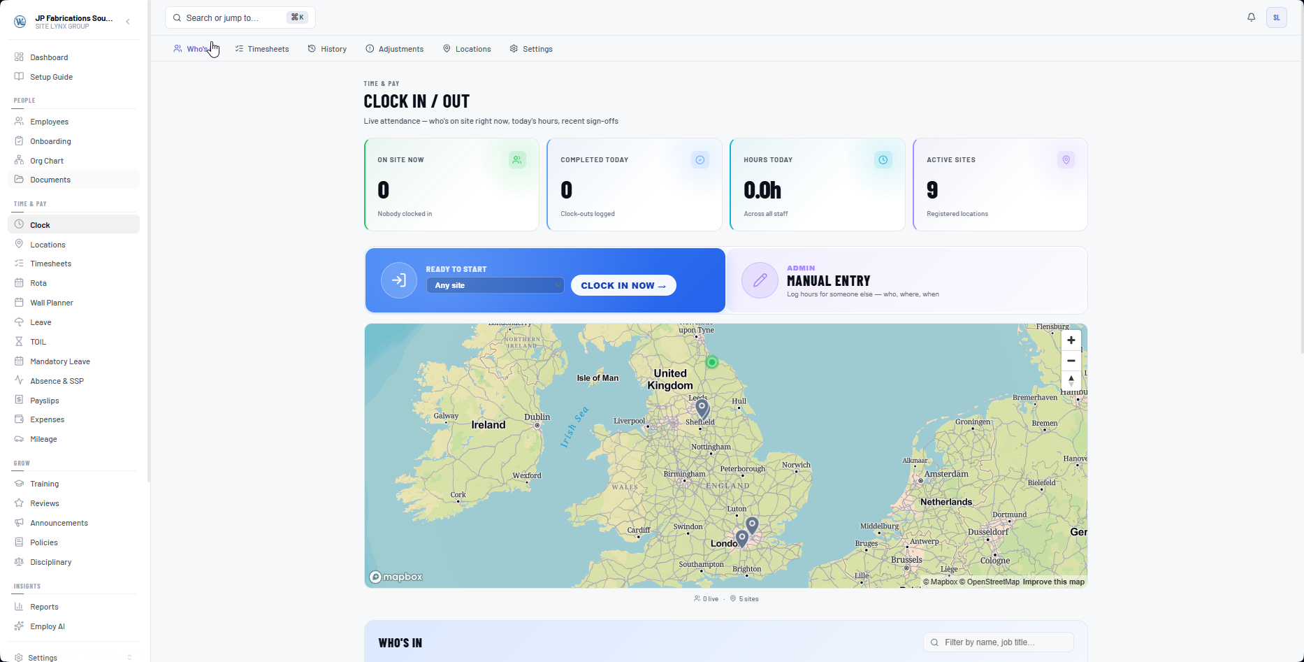 See exactly who's on site, right now.