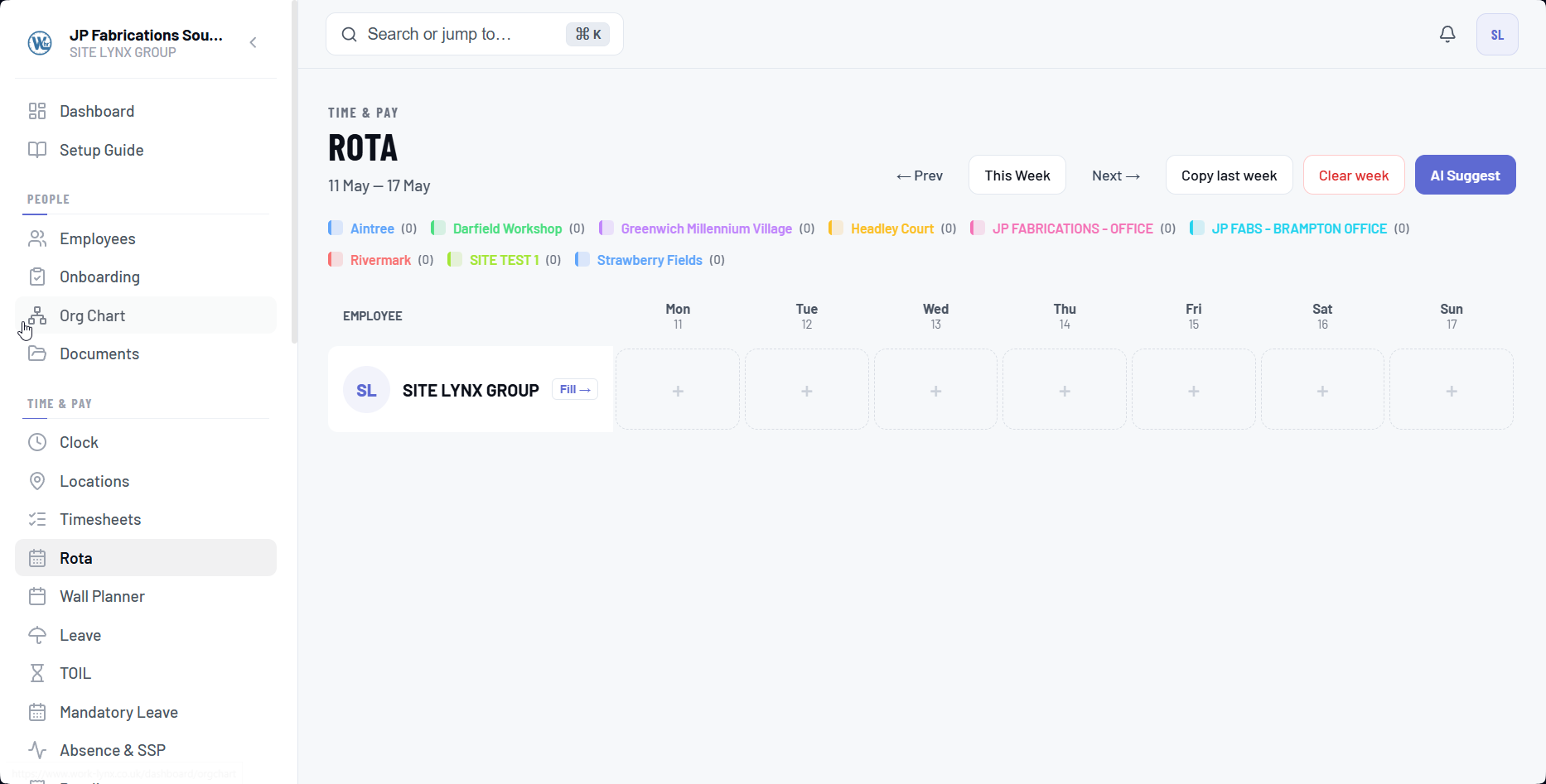Build the week's rota in under ten minutes.